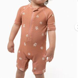 NWT Modern Moments by Gerber Baby Rash Guard Swimsuit Pink Floral Size 12 Months